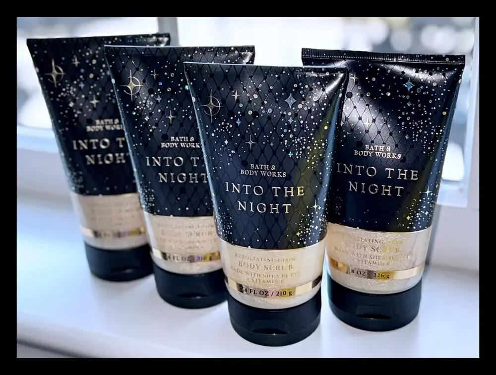 Bath & Body Works 7.4oz Into the Night Exfoliating Glow Body Scrub with Shea x4